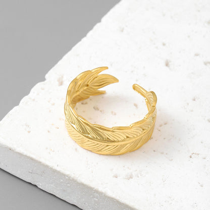 Qizhu Leaf Life Tree Titanium Steel Ring