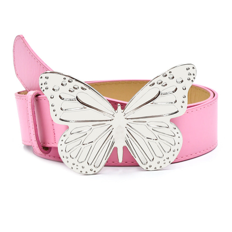 Silver Metal Butterfly Decorative Belt
