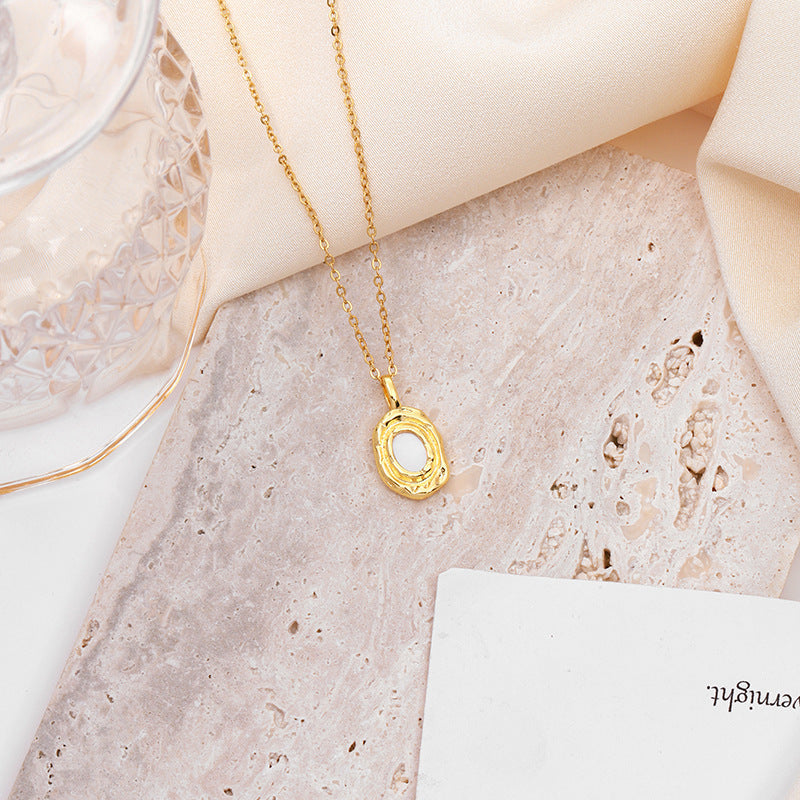 Women's White Fritillary Titanium Steel Clavicle Necklace