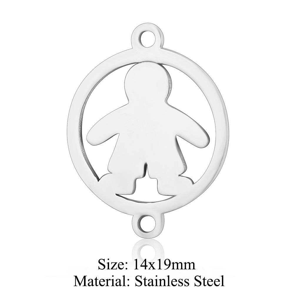 5 pcs/titanium steel jewelry pendant family baby feet