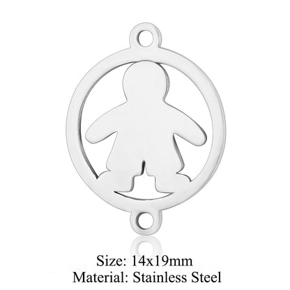5 pcs/titanium steel jewelry pendant family baby feet