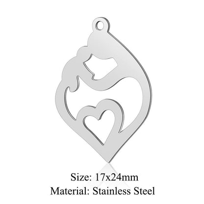 5 pcs/bag bead titanium steel love pendant