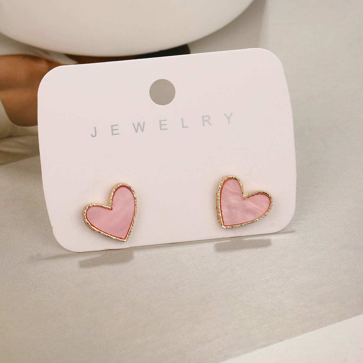 Pink & Blue Peach Heart Stud Earrings