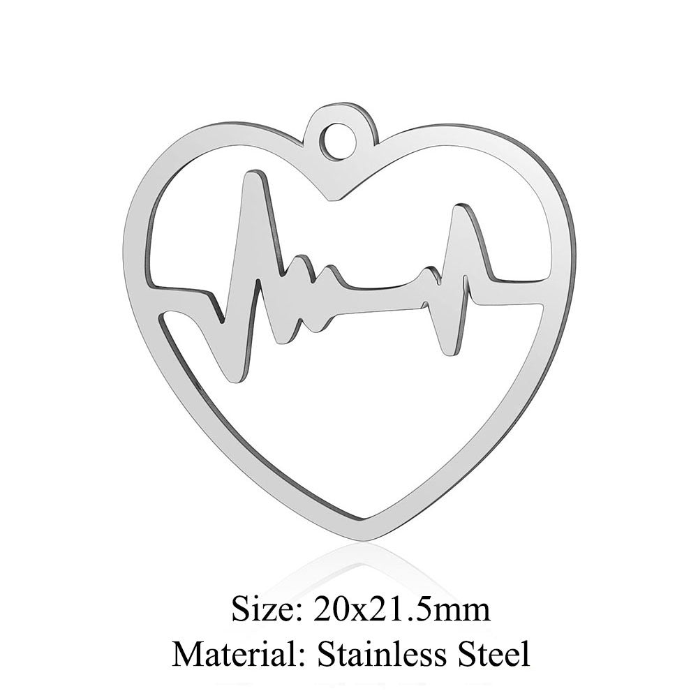 5 pcs/bag bead titanium steel love pendant