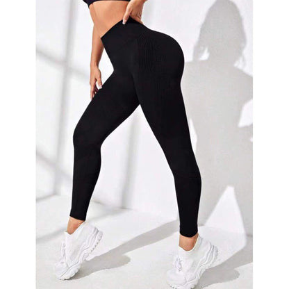 Solid color high waist hip yoga pants for women