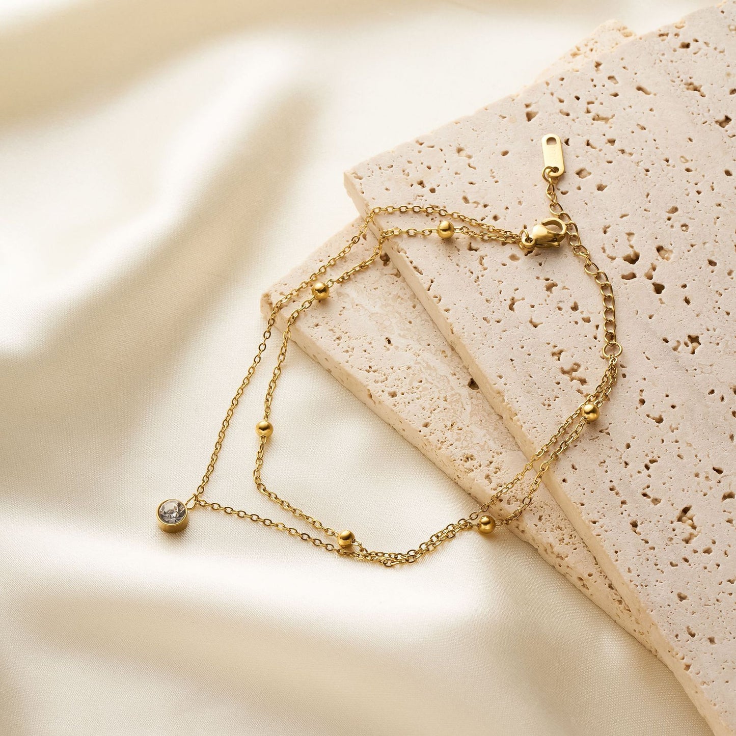 Diamond Double-Layer Bead Bracelet