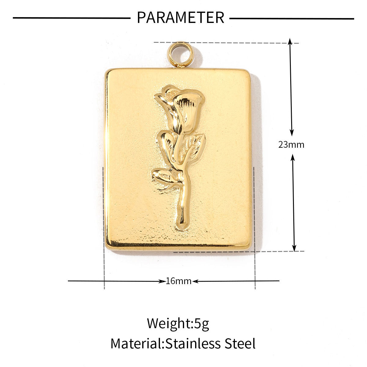 Square oil drop flower titanium steel necklace pendant