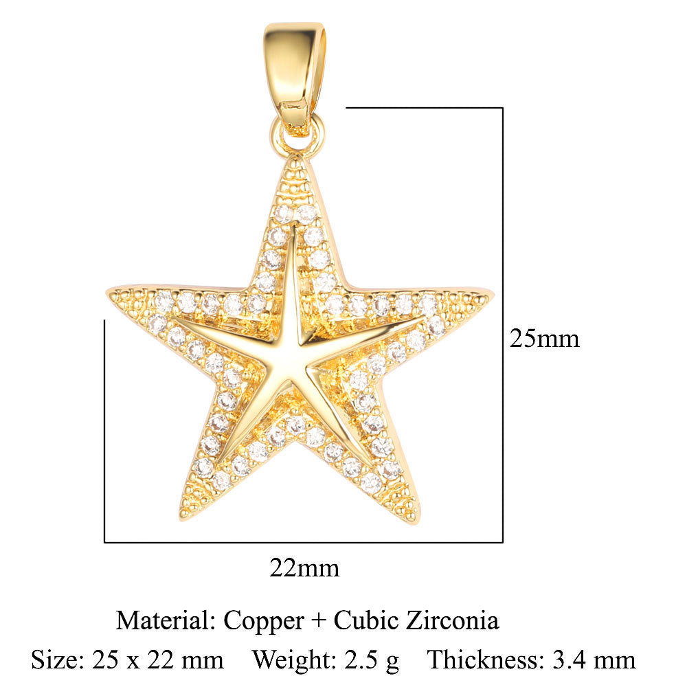 Colgante de cobre y circonita con forma de sol, luna y estrellas 