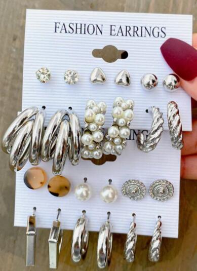 Twist Metal Earring Set (6 Pairs)