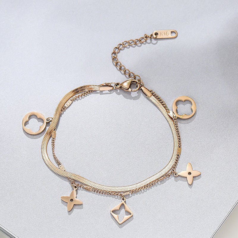 Double Clover Titanium Steel Bracelet