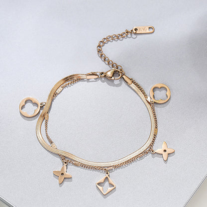 Double Clover Titanium Steel Bracelet