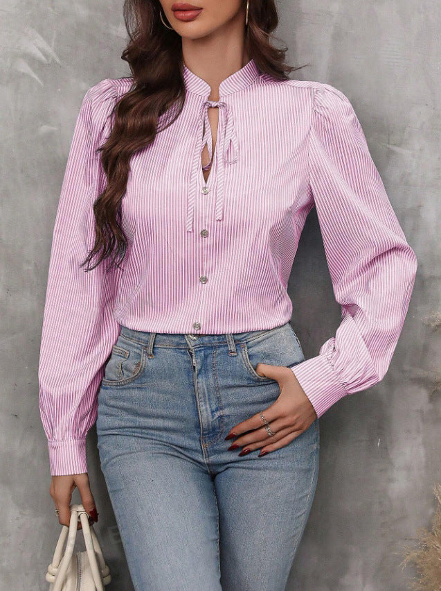 Button Striped Long Sleeve Shirt