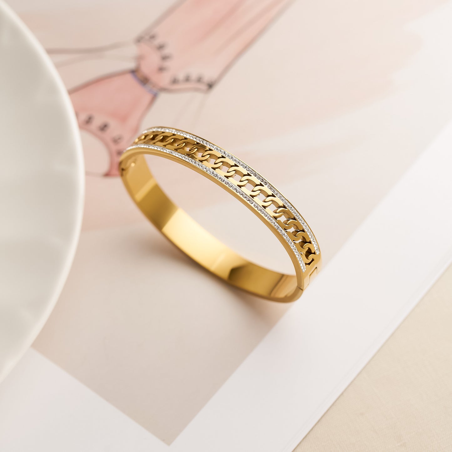 Double Row Diamond Titanium Steel Bracelet