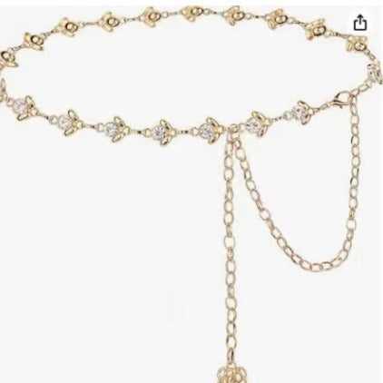 Decorative waist chain women's rhinestones inlaid with fine metal