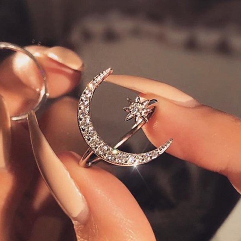 Fashion Star & Moon Crescent Ring