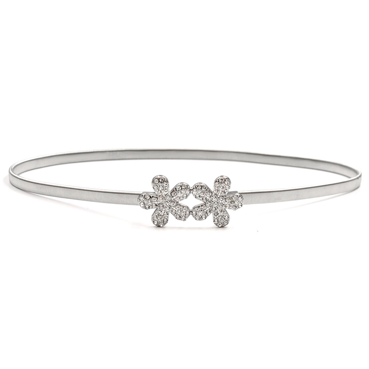 Silver chain round buckle belt
