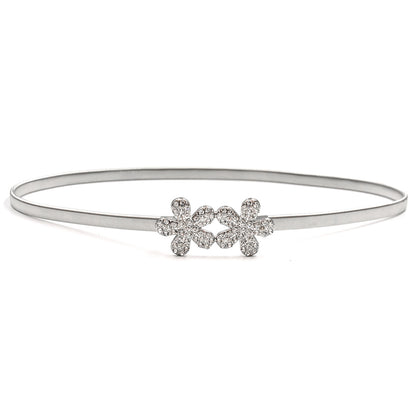 Silver chain round buckle belt