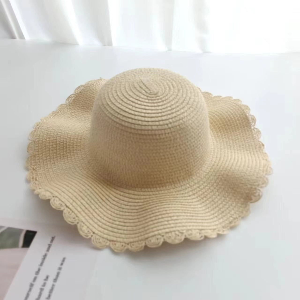 Parent-Child Wave-Edge Straw Hat