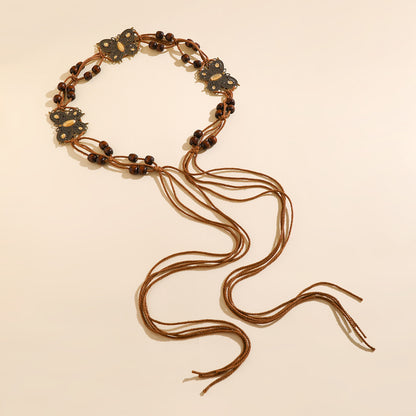 Vintage braided rope fringed belt