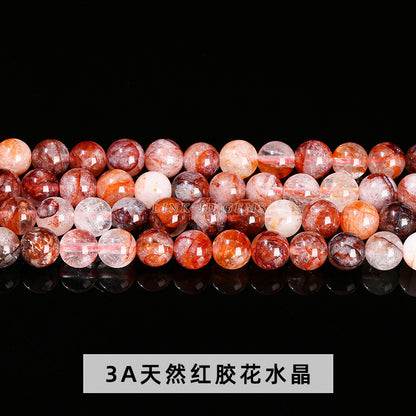 Perlas sueltas de cristal con forma de flor de pegamento rojo 
