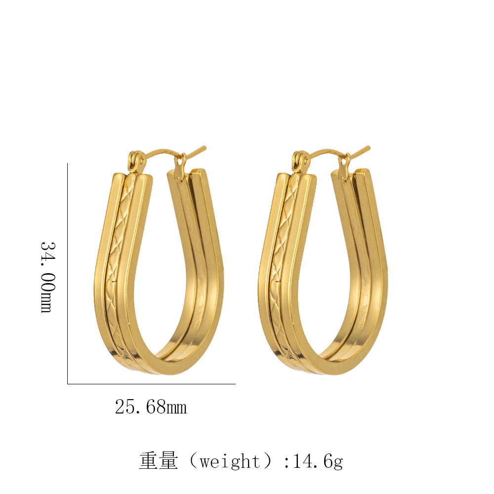 18K Gold Titanium Steel Twisted Spiral Earrings