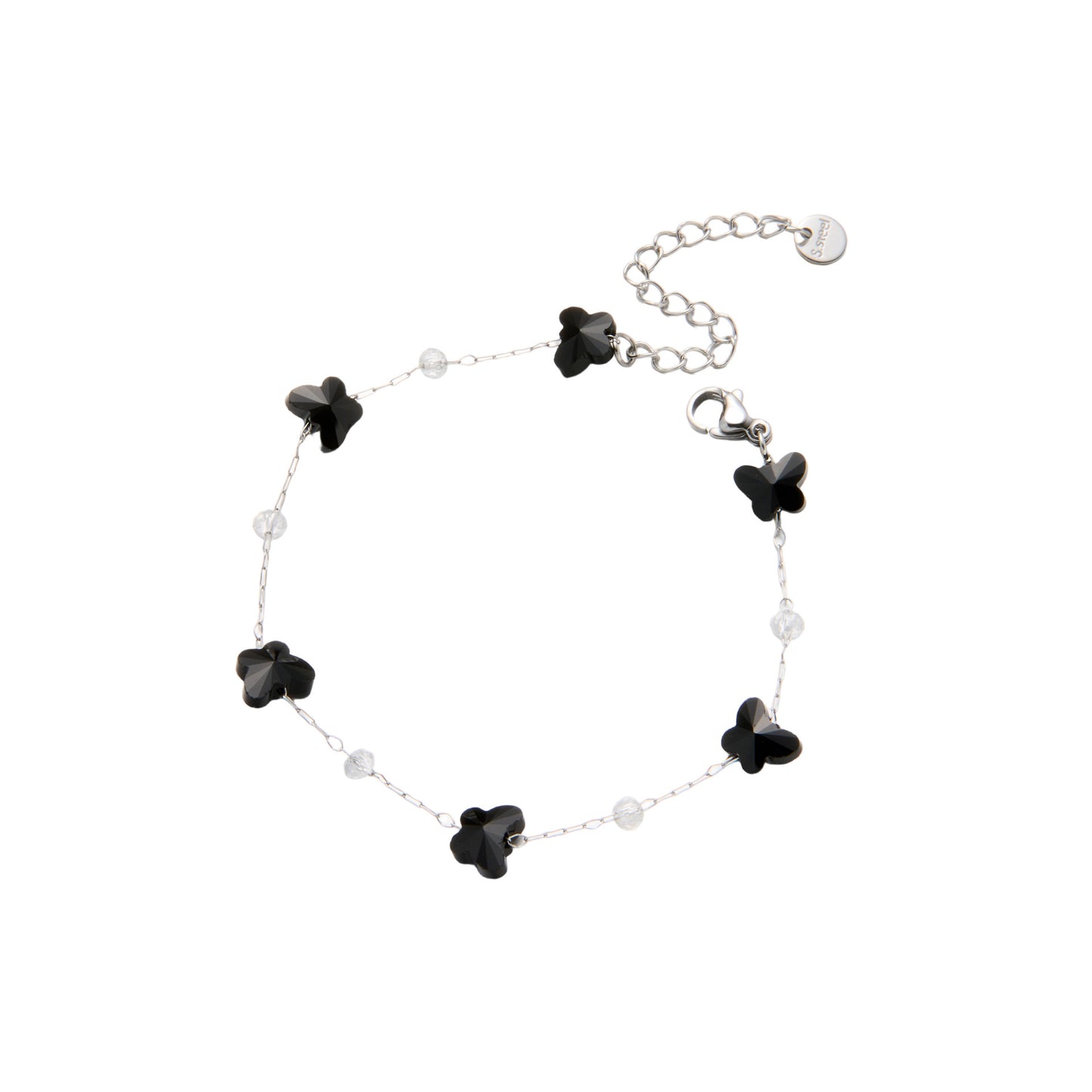 Stainless Steel Butterfly Obsidian Necklace