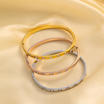 Chic Stainless Steel Bracelet with Zirconia - Elegant Style