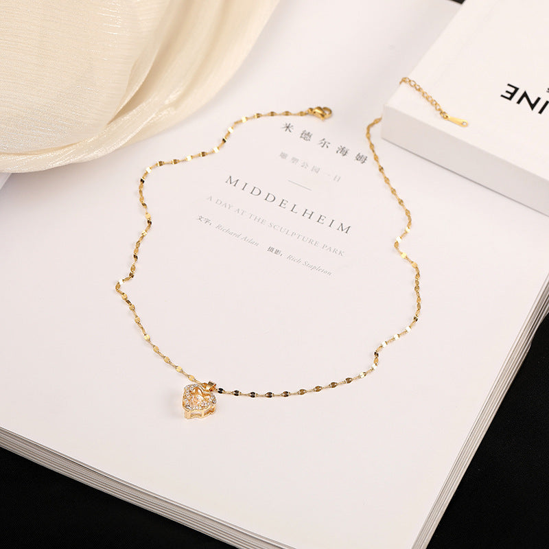 Women's Non-Fading Titanium Steel Beating Heart Necklace