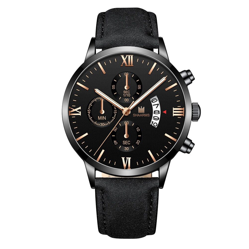 False three-eye calendar watch quartz watch