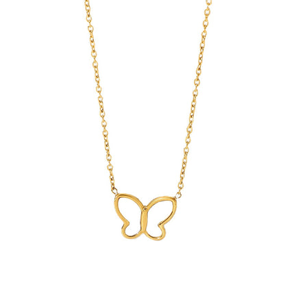 Collar de cadena de oro con mariposa de concha blanca 