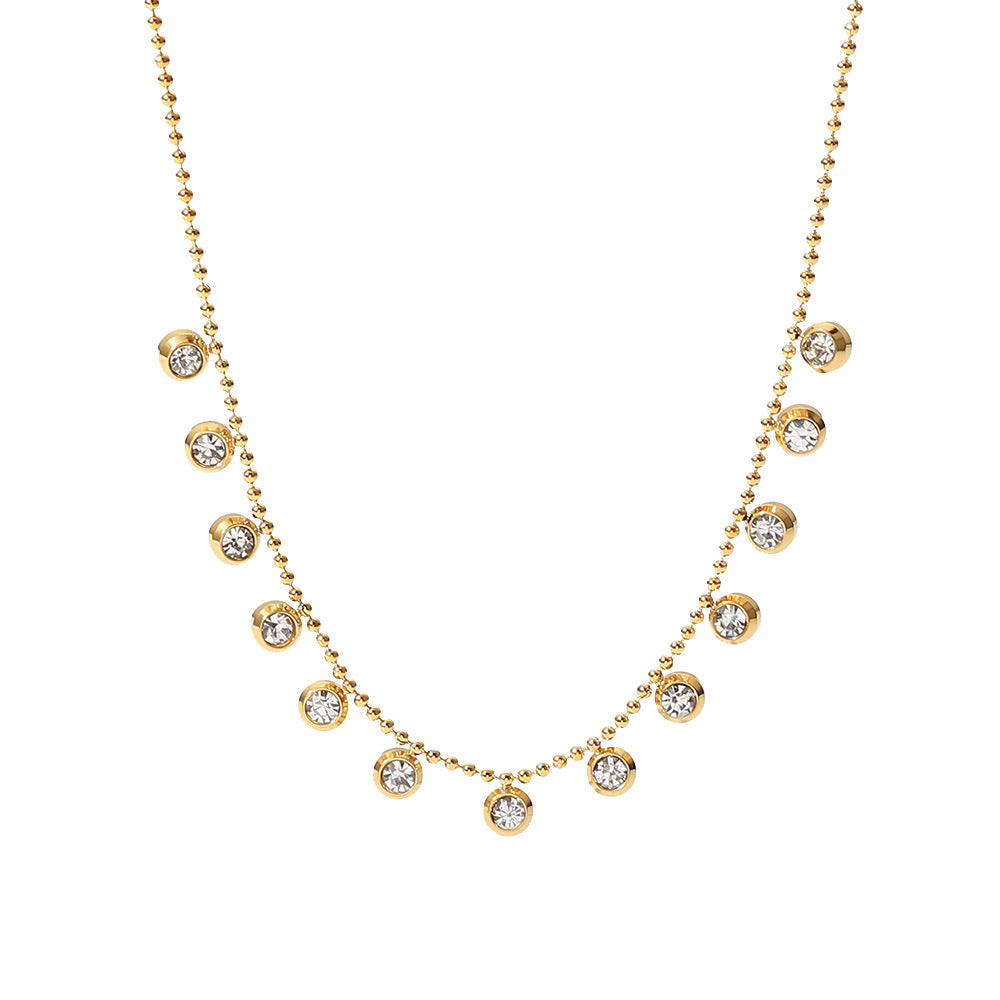 Collar de acero inoxidable con circonitas blancas 