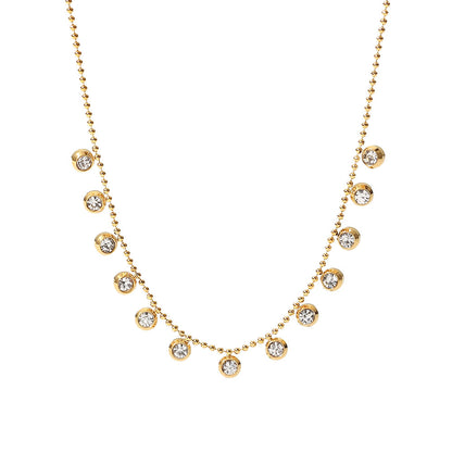 Collar de acero inoxidable con circonitas blancas 