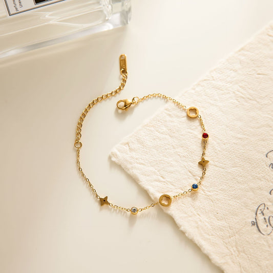 Women's 18K Color-Diamond Four-Leaf Flower Bracelet