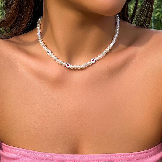 Bohemian Vacation Imitation Pearl Love Necklace