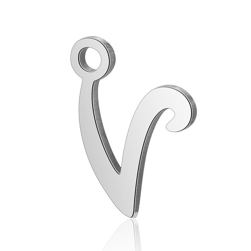 20 pcs/package steel color 26 English letters Titanium steel pendant