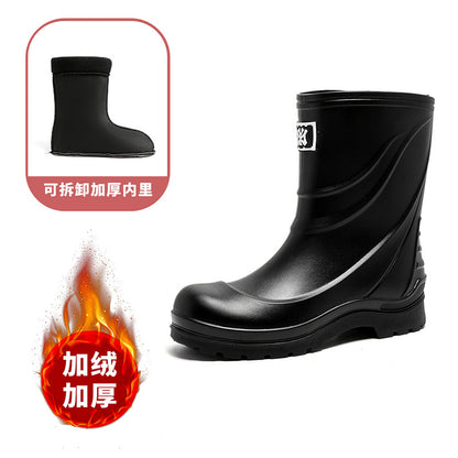 Rain shoes men's medium tube thick sole wear-resistant