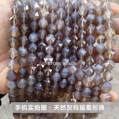 Agate diamond cut rhombus beads loose beads