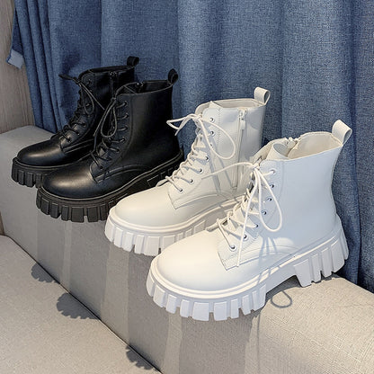 Thick-soled lace-up Martin boots for women