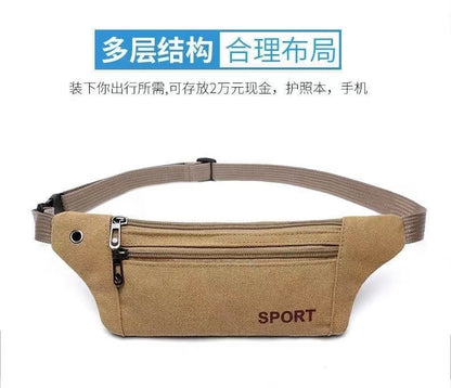 Canvas fanny pack multi-functional sports mobile phone bag