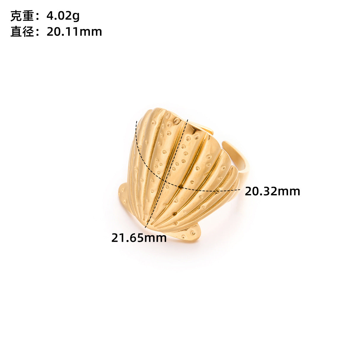 Retro Wide-Pleated Heart Titanium Steel Ring — 18K Gold Plated