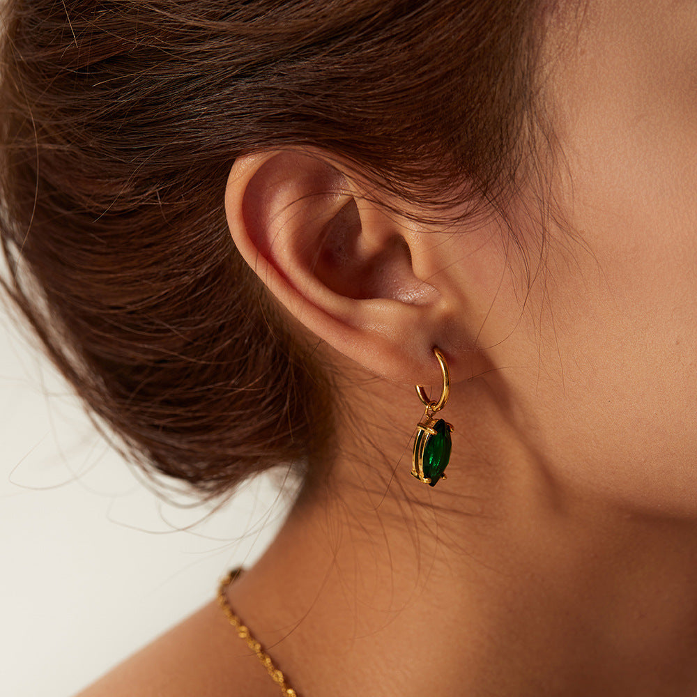 French women's versatile titanium steel earrings