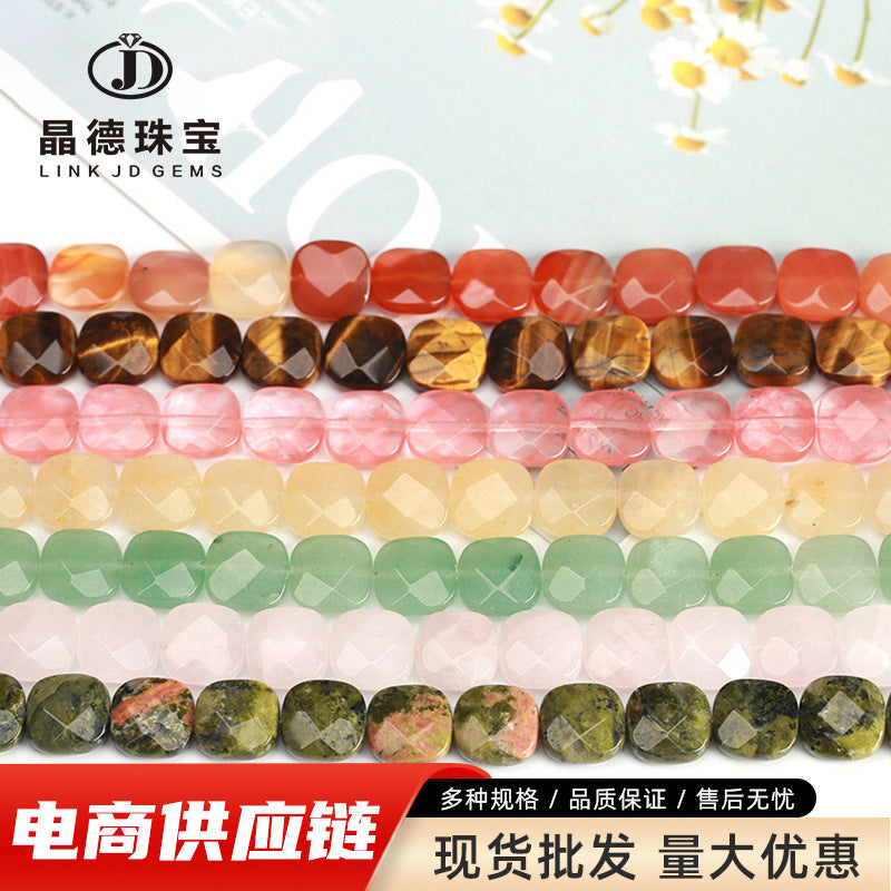 12Mm crystal agate cut square loose beads