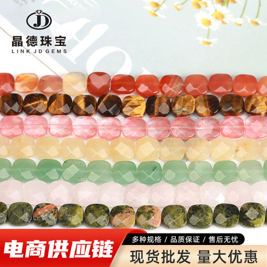 Cuentas sueltas cuadradas de ágata cristalina de 12 mm 