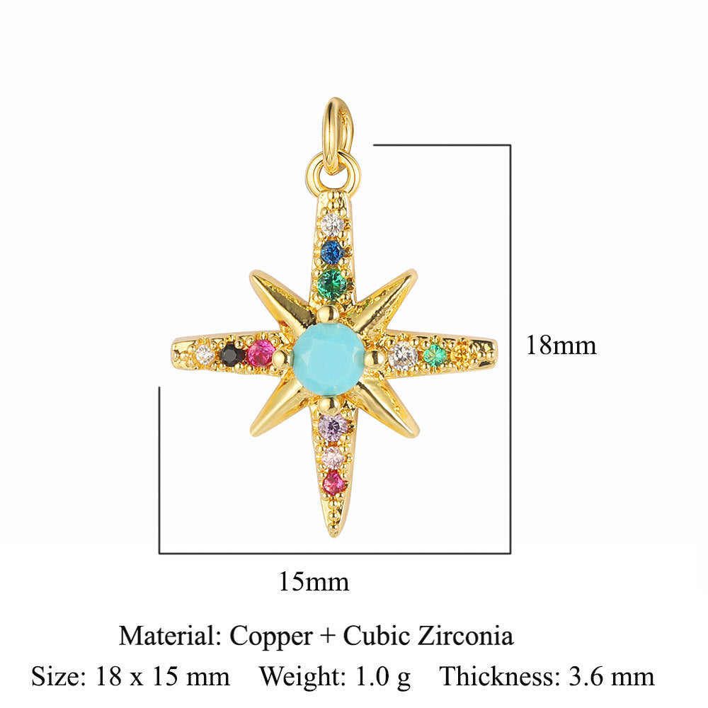 Star Tree of Life Horseshoe Iron Copper Zircon Pendant
