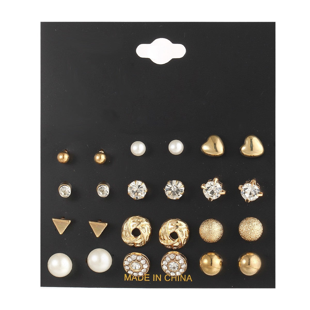 20-Pair Imitation Pearl & Zircon Earring Set