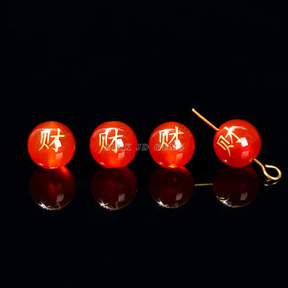 Agate bronzing double-sided word round beads