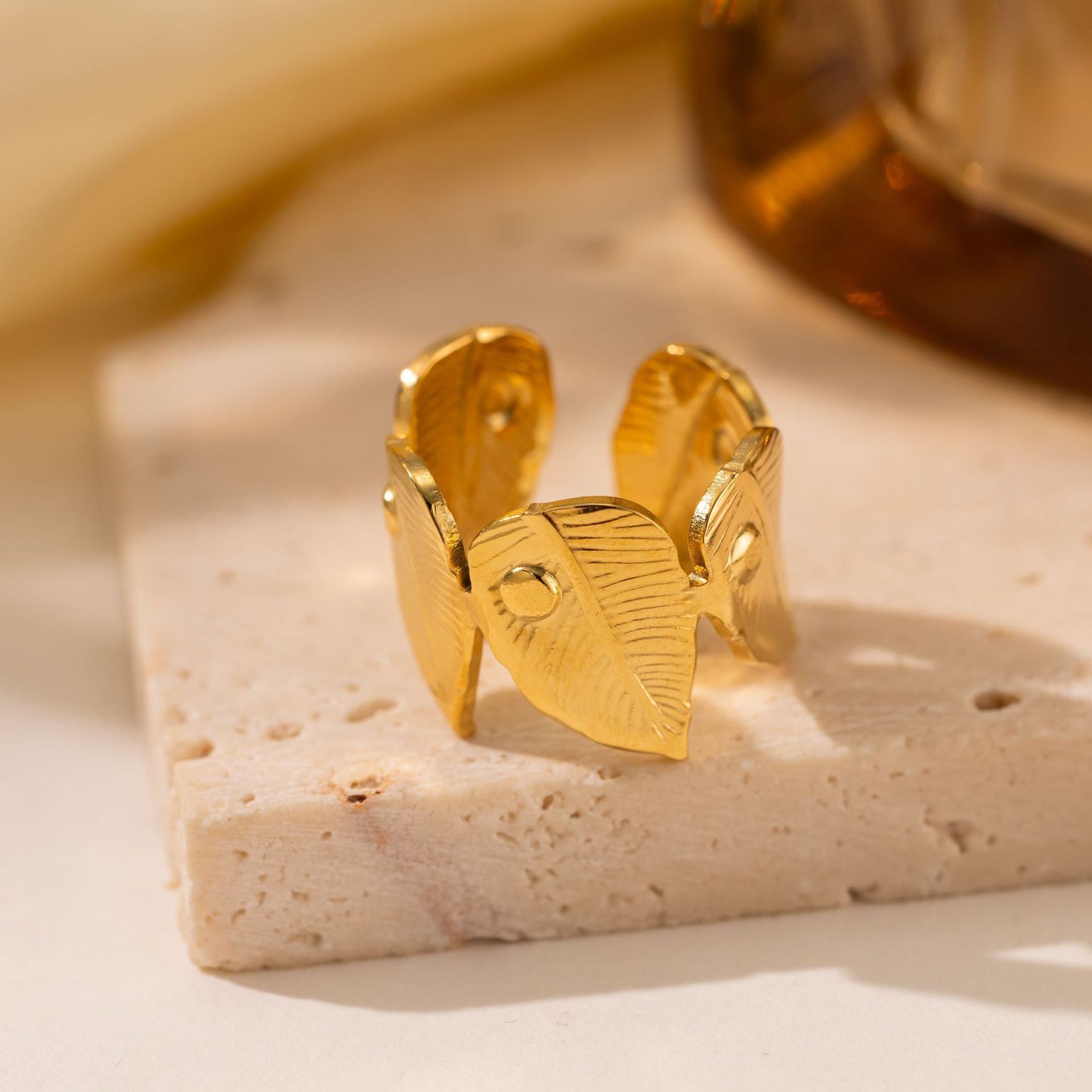 Titanium Steel Leaf Ring