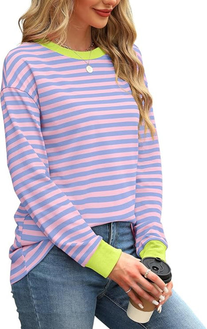 Striped long-sleeved top