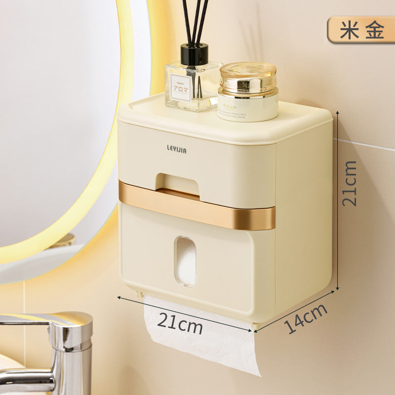 Cream Wall-Mounted Tissue Holder