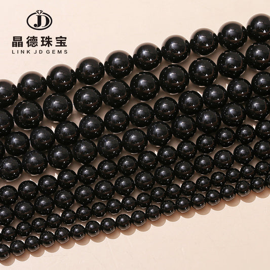 7A Natural Black Agate Loose Beads